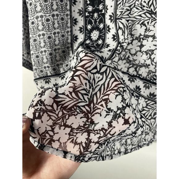 Old Navy Tunic Top Size XXL Womens Black White Chiffon Boho Whimsigoth Peasant - Picture 9 of 13